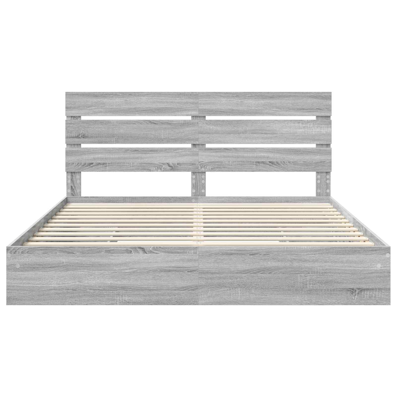 Lit avec rangement, panneau de bois, gris, pour la chambre, 180 × 200 cm - 8