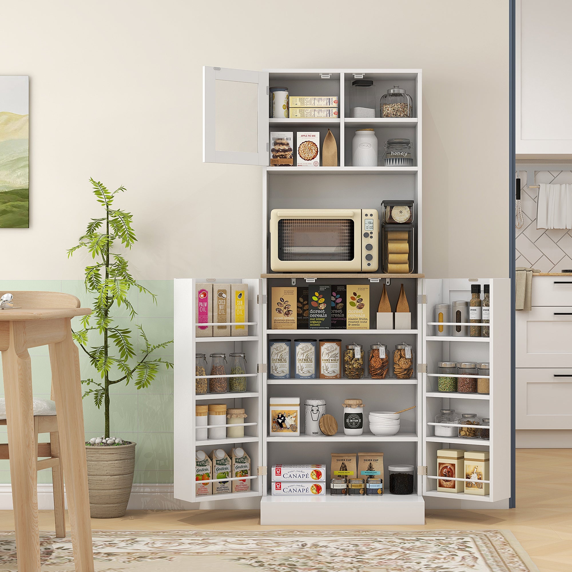 Alacena de Cocina HOMCOM Melamina de Madera Blanco 60x35x169 cm - 2