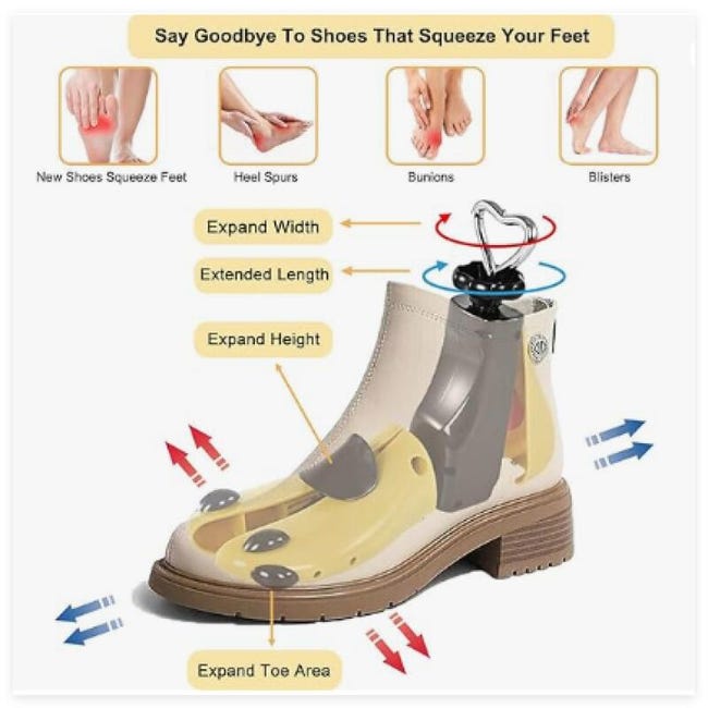 CuteHome Embauchoir à Chaussures Homme Femme - Élargit Longueur Et Largeur - Taille 42-47 Jaune