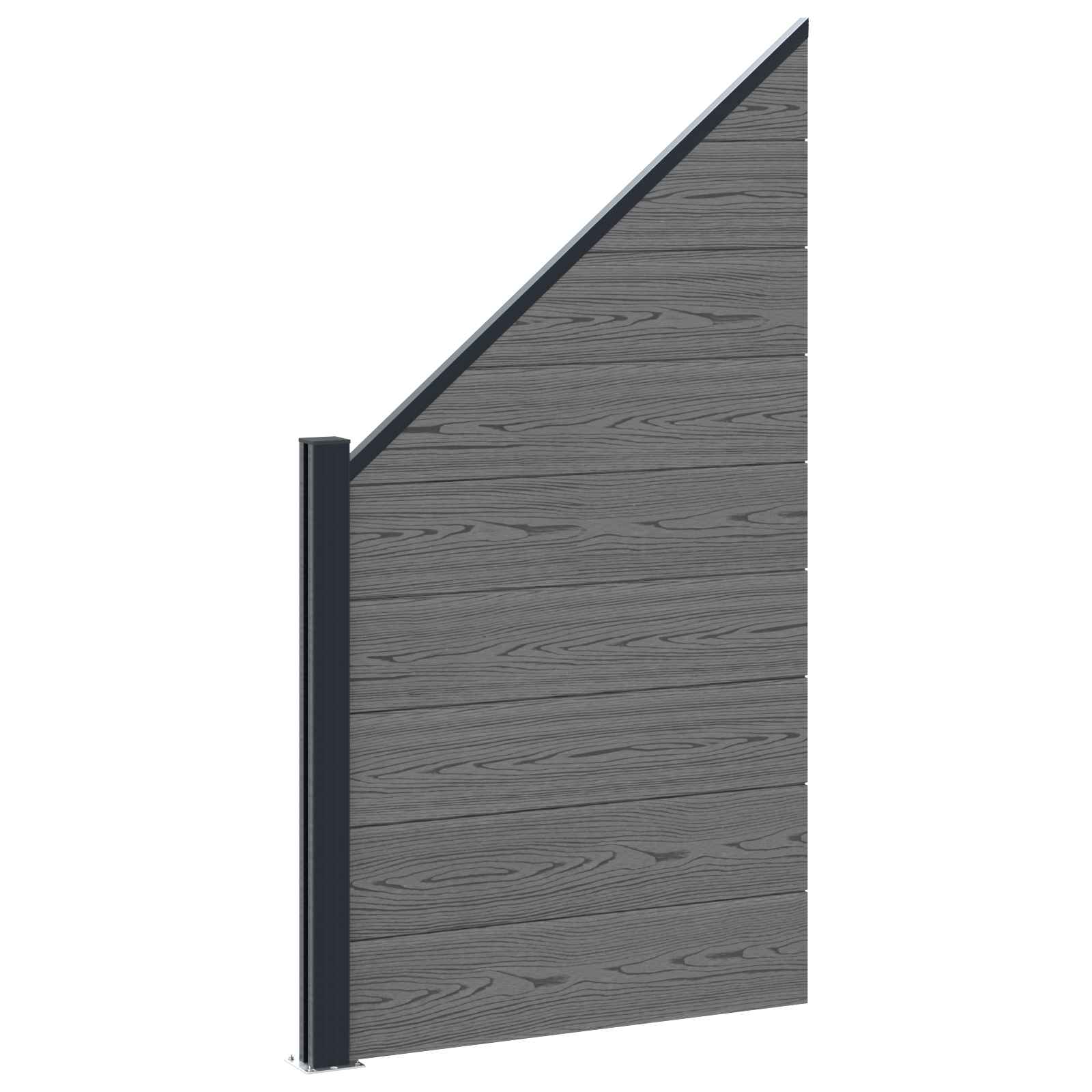 Clôture 10 pièces, 1657 x 186 cm, WPC et aluminium, grise - 5