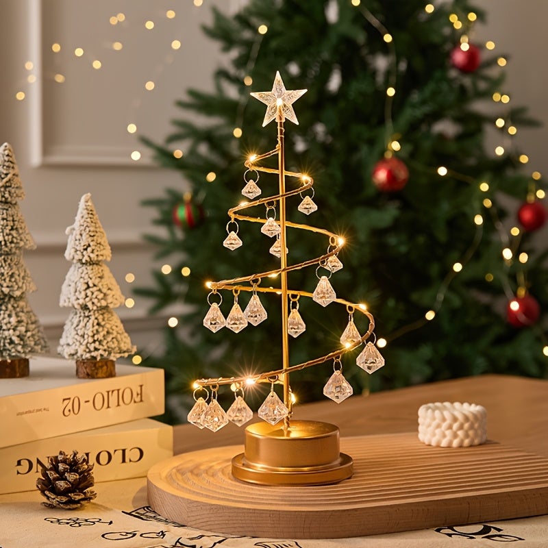Luci per l'albero di Natale,ornamenti decorativi,decorazioni natalizie,luci per l'albero di Natale,lampade l'albero di Natale a spirale di cristallo - 5