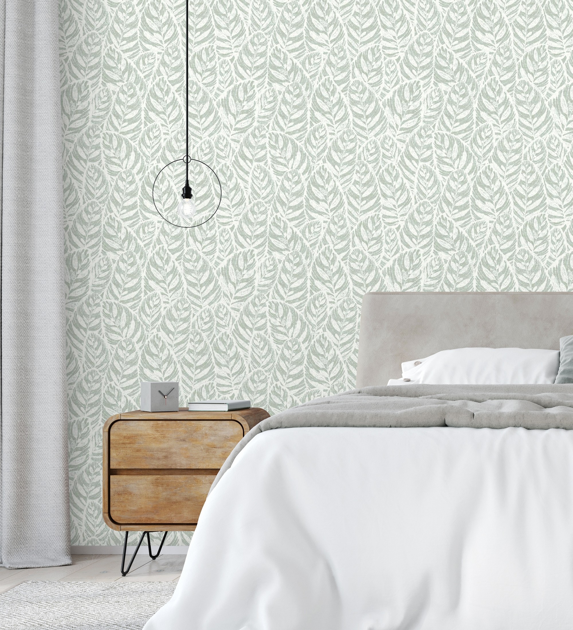Papel pintado vinílico ecológico con diseño de silueta de hojas con textura - lost garden 680844 de gaulan - rollo de 10 m x 0,52 m