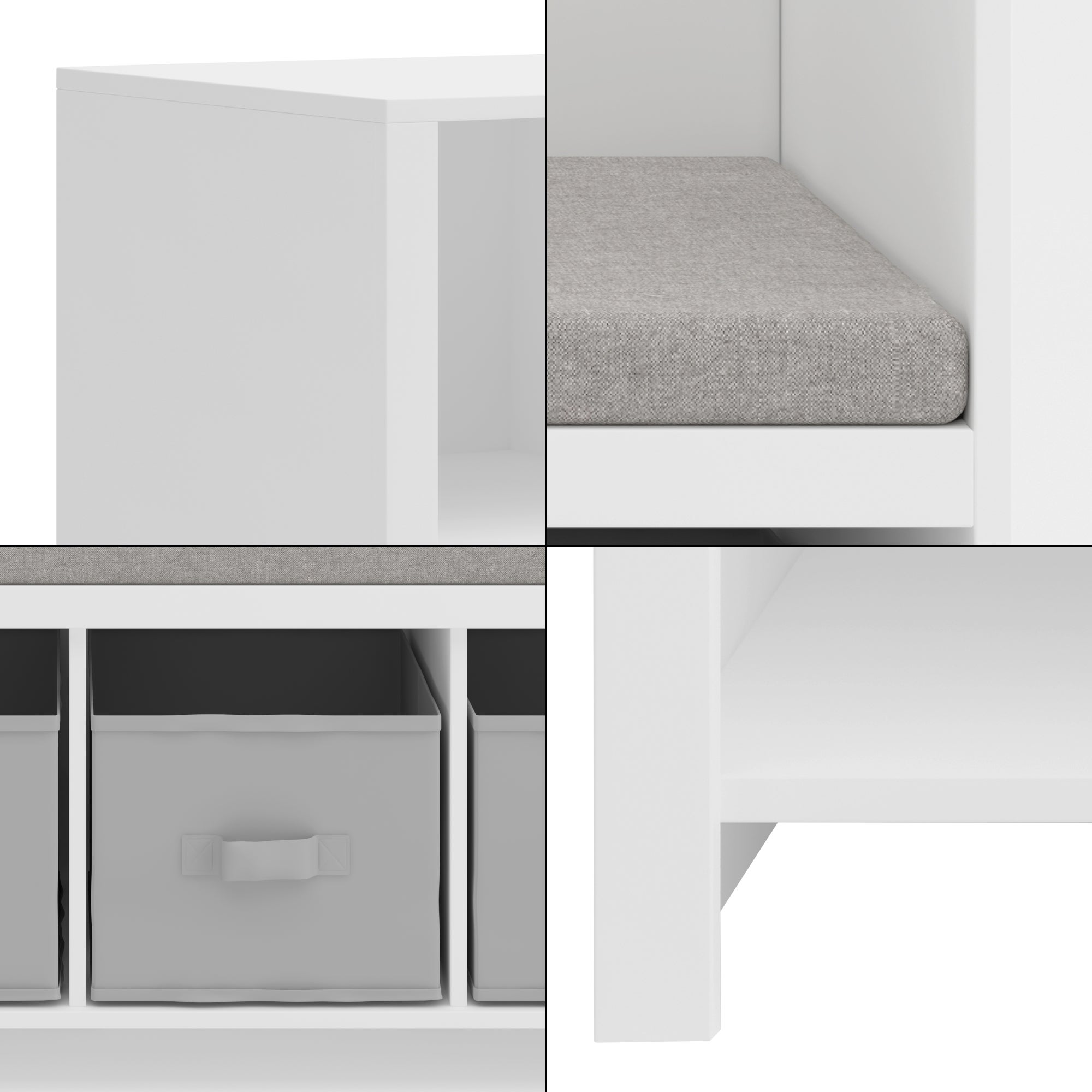 Estante de livros para crianças com banco Høylandet 76x112x40 cm - Branco/Cinza [pt.home]. - 6