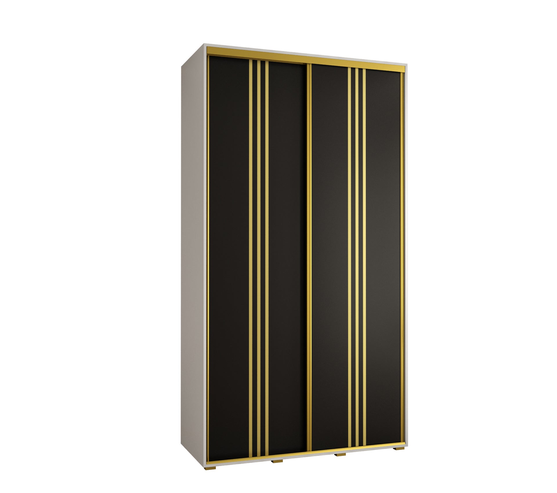 Szafa przesuwna wysoka Davos 6 130 x 60 x 235,2 cm biały + czarny + u. złoty - Abiks Meble