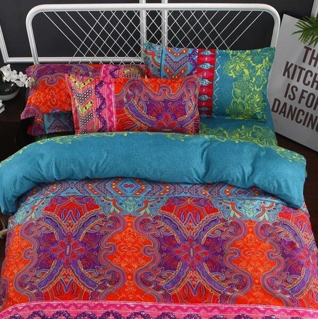Juego de cama de estilo bohemio, juego de sábanas, funda nórdica