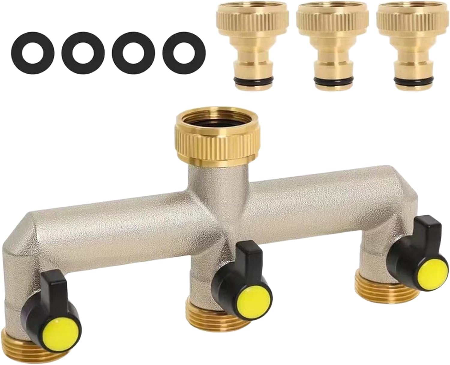 Rozdzielacz trójdrożny, przyłącze do węża ogrodowego 3/4", adapter do kranu zewnętrznego