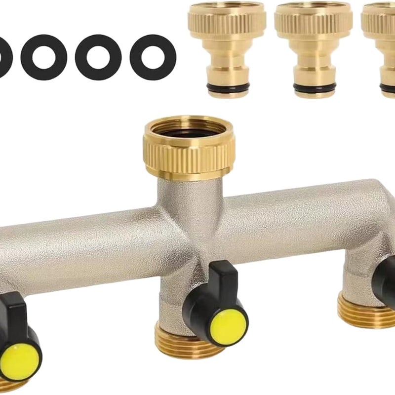 Rozdzielacz trójdrożny, przyłącze do węża ogrodowego 3/4", adapter do kranu zewnętrznego