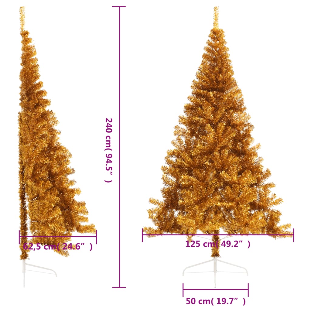 Albero di Natale Artificiale a Metà con Supporto Oro 240 cm PET vidaXL - 8