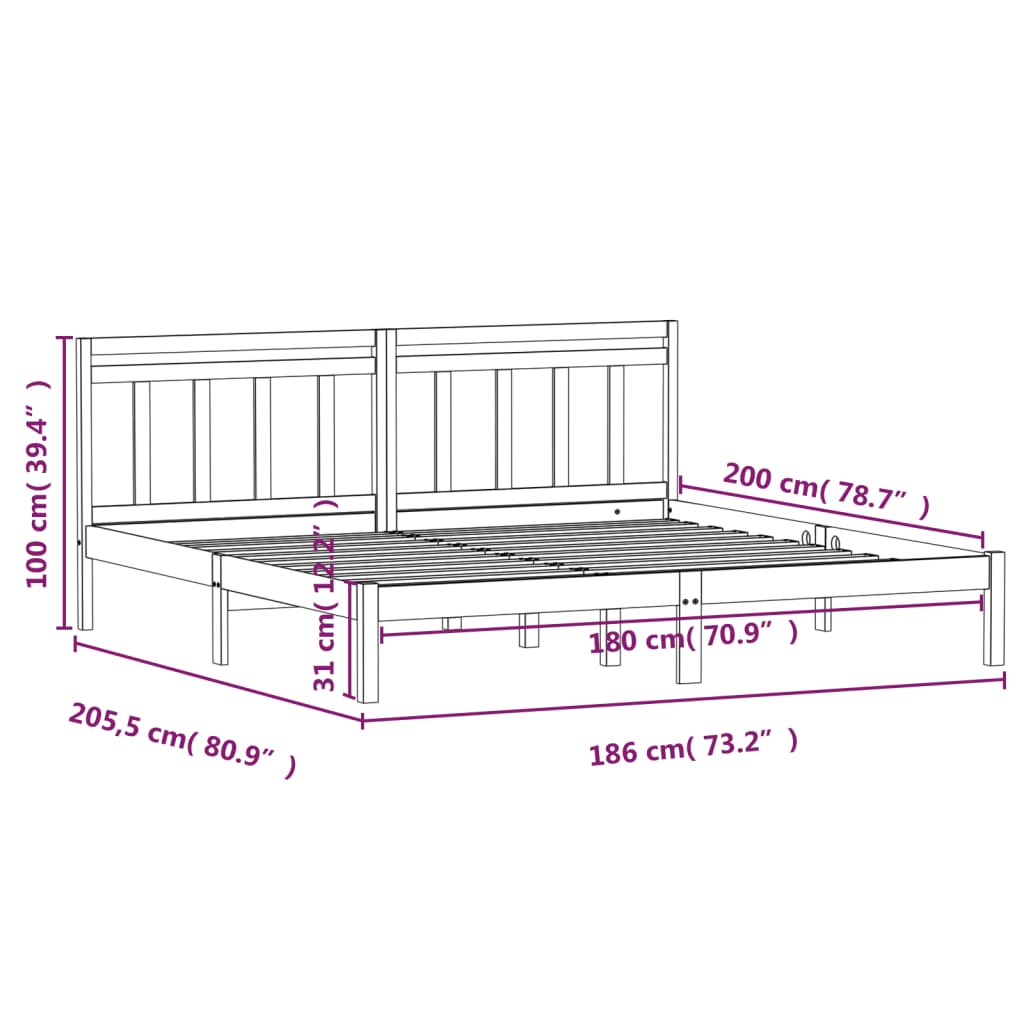 Cadre de lit sans matelas en bois massif - 9
