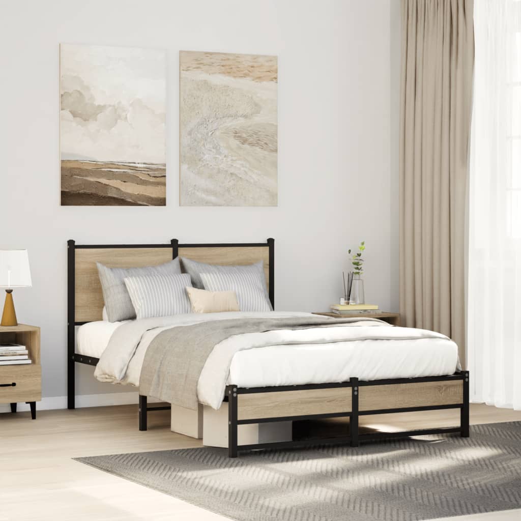 Łóżko Metalowe Czarne Rama łóżka Ze Stelażem Łóżko Do Sypialni Pokoju 120x200 cm