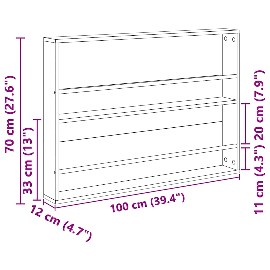 Étagère à magazines 2 pcs Chêne artisanal 100 x 12 x 70 cm vidaXL - 3
