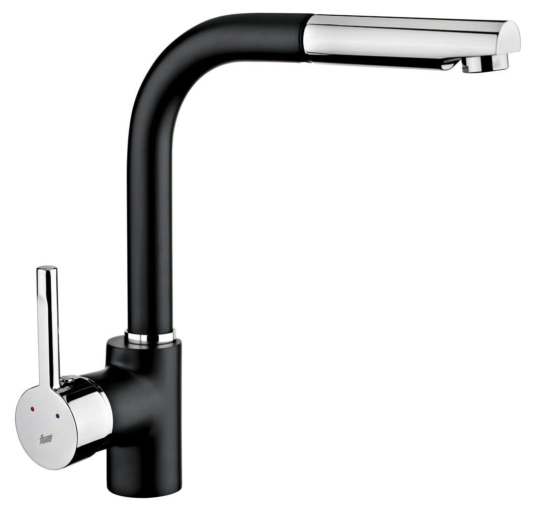Bateria kuchenna jednouchwytowa z wyciąganą wylewką TEKA Ark w kolorze czarnym i chromowanym
