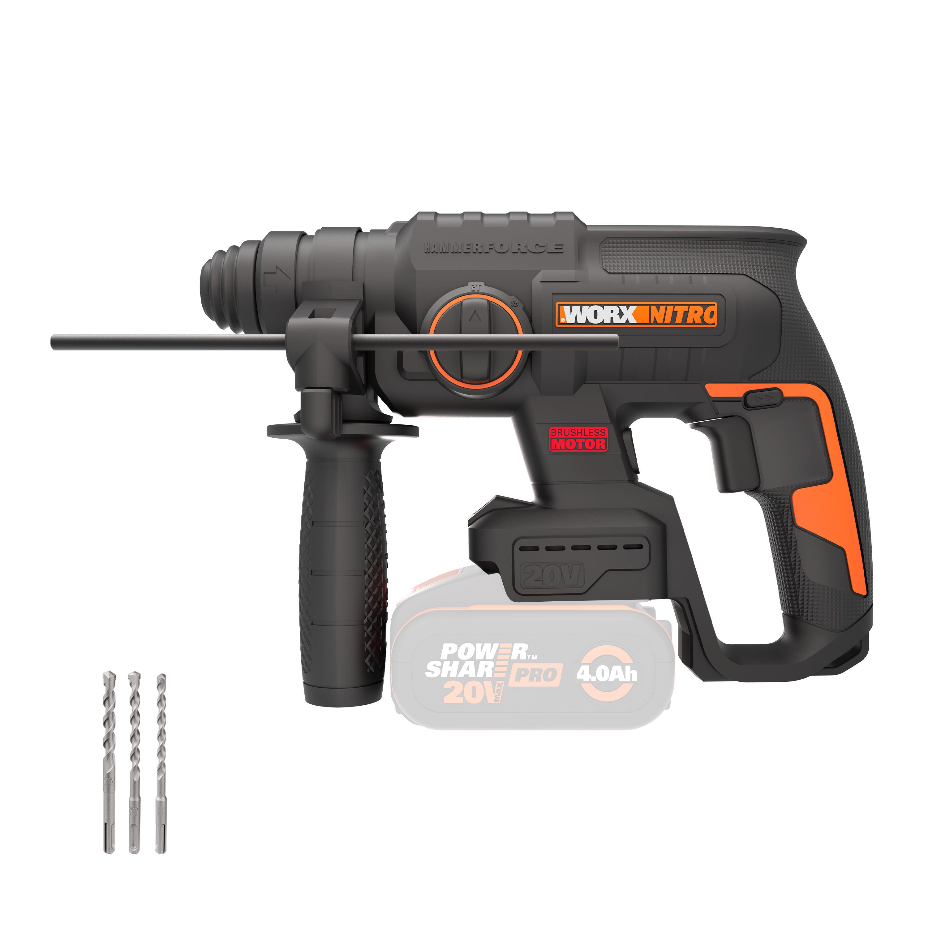 Młotowiertarka bezszczotkowa 20V 2J WORX - WX381.9 (bez akumulatora i ładowarki)