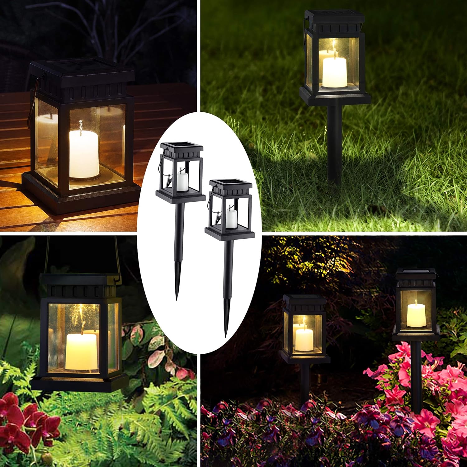 Mateju Lot De 2 Lanternes Solaires Jardin Libellule – Lampions LED Étanchés IP44, Effet Flamme, 12x20 Cm, Décoration Extérieure Magique