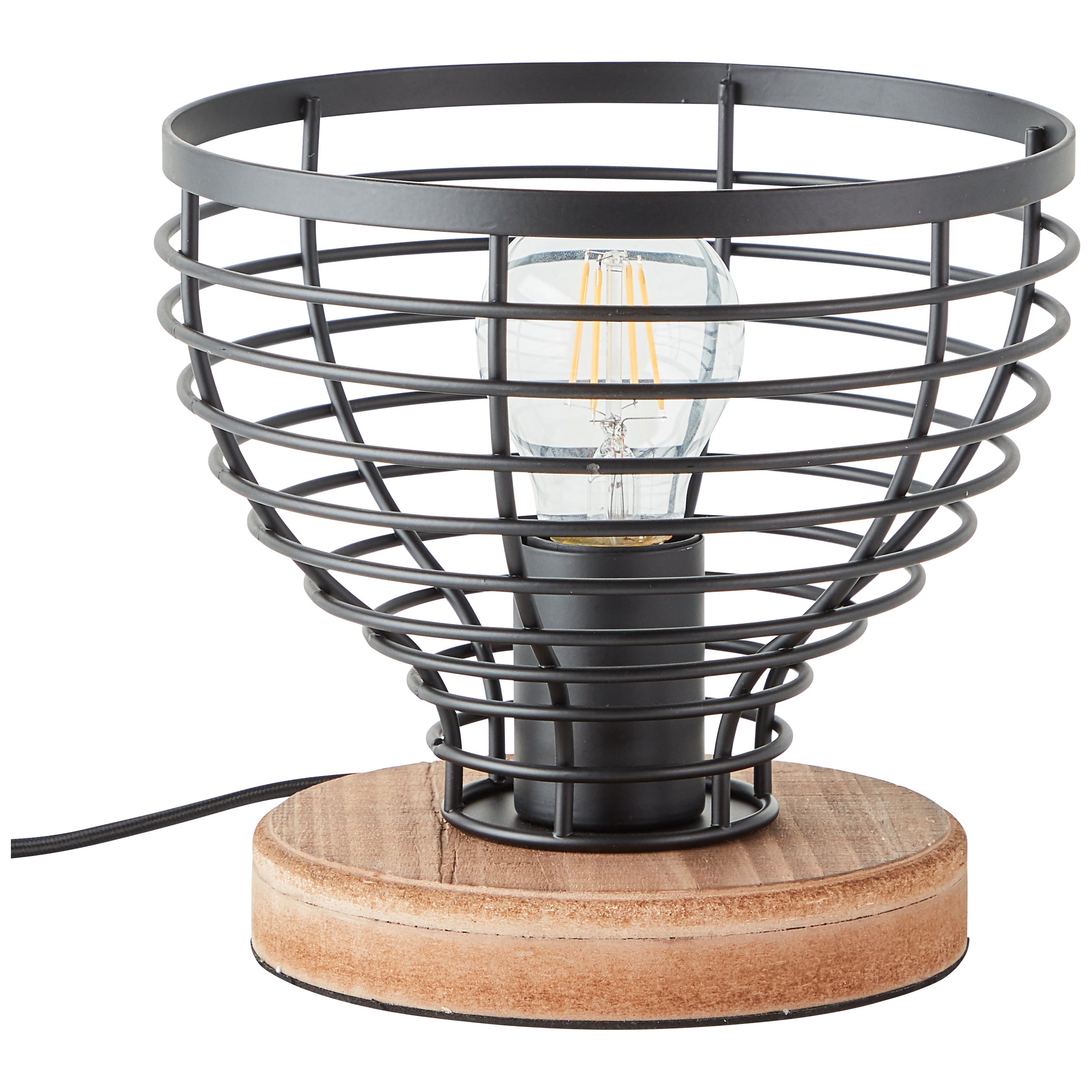 Brilliant Avia lampa stołowa 20cm czarny/drewno, metal/drewno, 1x A60, , 52W - 4