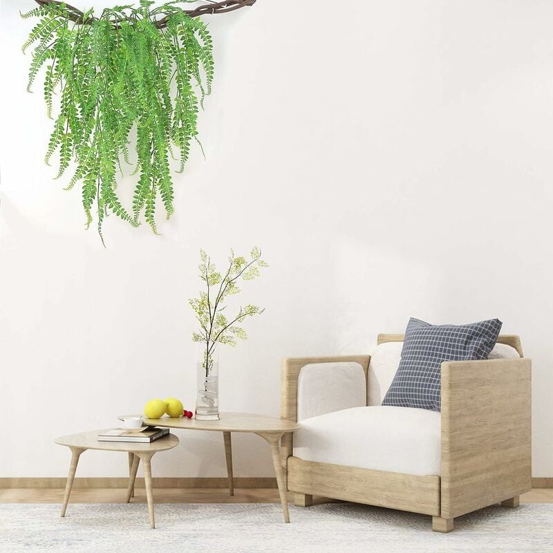 2 Pièces Plante Artificielle Fougère de Boston Plantes, Fausse Mur Végétal Artificiel Tombante, la Maison et la Décoration Extérieur de Mariage Déco - 4