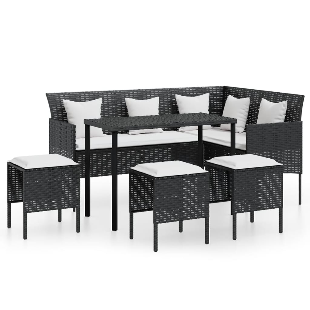 Maison Exclusive - Set Divano a L con Cuscini 5 pz Nero in Polyrattan - 2