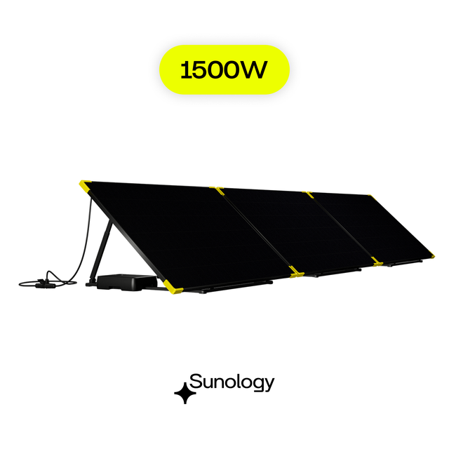 Sunology PLAY - Kit 3 panneaux solaires complet 1500W bifacial – 3 Stations solaire livrées totalement assemblées – Installation au sol ou au mur