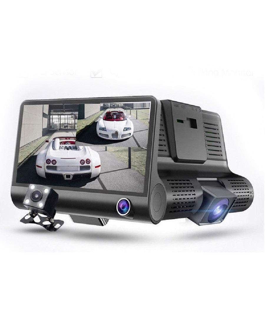 Trade Shop - Telecamera Dvr Per Auto Camper Full Hd 1080p 3 Telecamere Interna Esterna Lcd 4' - - 6
