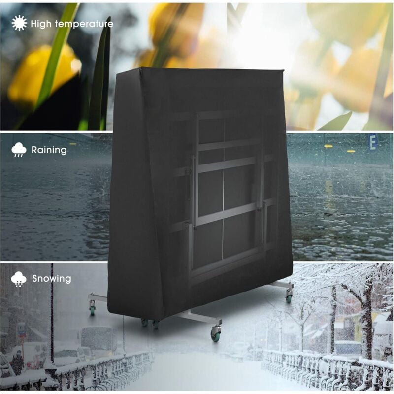 1 pokrowiec na stół do ping-ponga, tkanina Oxford 210D, 165 x 70 x 185 cm, czarny