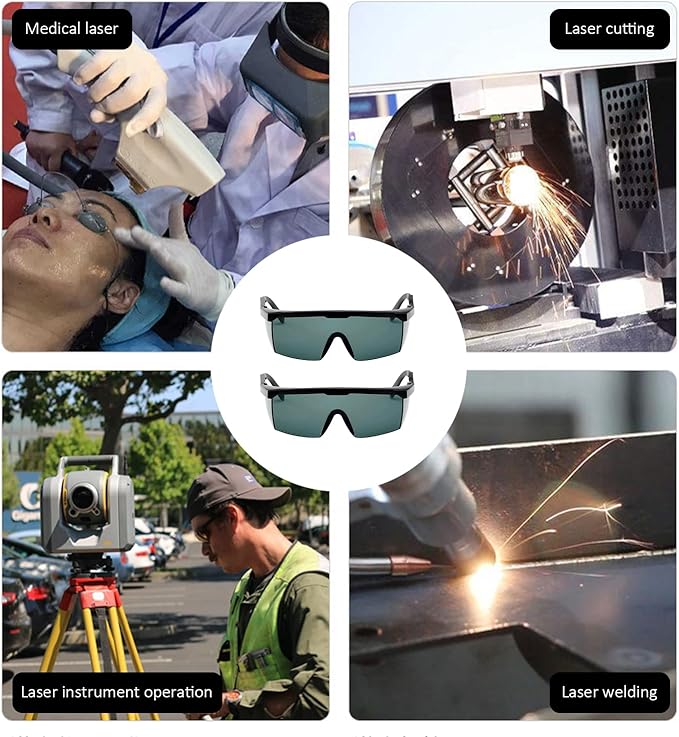 Lot de 2 Lunettes de Protection Laser de Sécurité, Protection Contre les Poils, Infrarouge, UV et Lumière - Sécurité des Yeux - 6