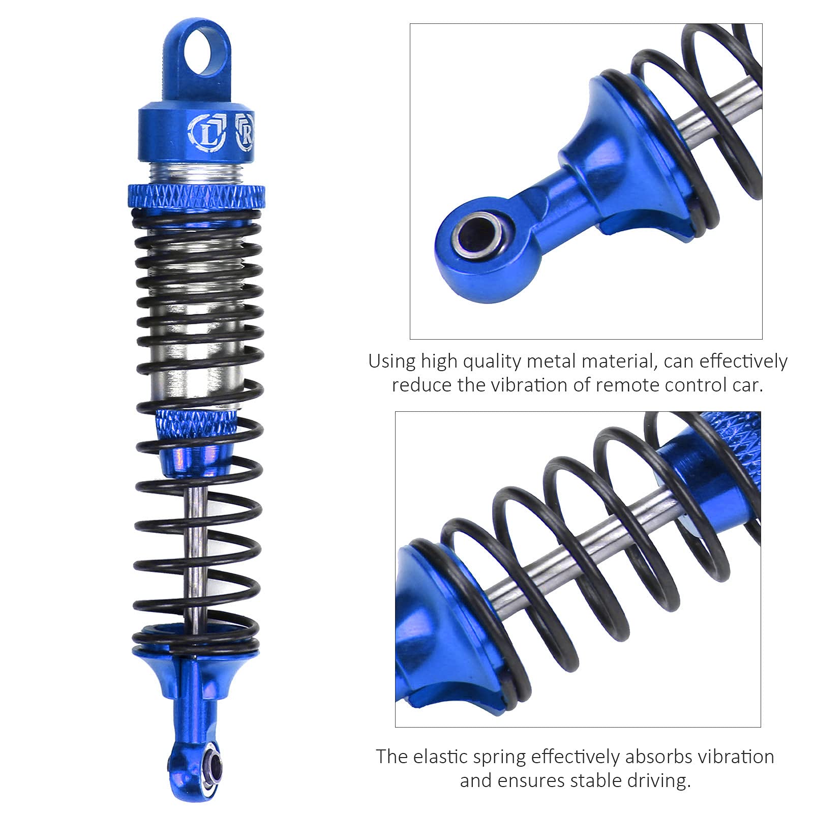 Lot de 2 amortisseurs en métal RC 100 mm pour voiture RC HSP / RGT / Himoto / Redcat 1/10 (bleu foncé) - COMFORTXL - 4