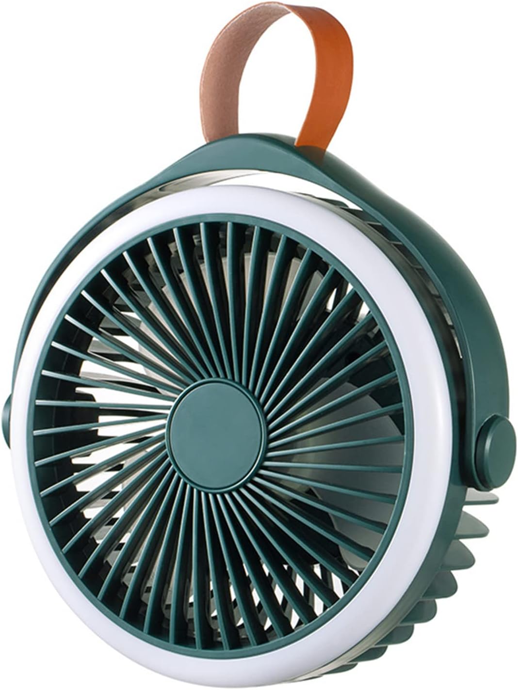 Wentylator kempingowy z oświetleniem LED, 2400 mAh, akumulatorowy, zielony
