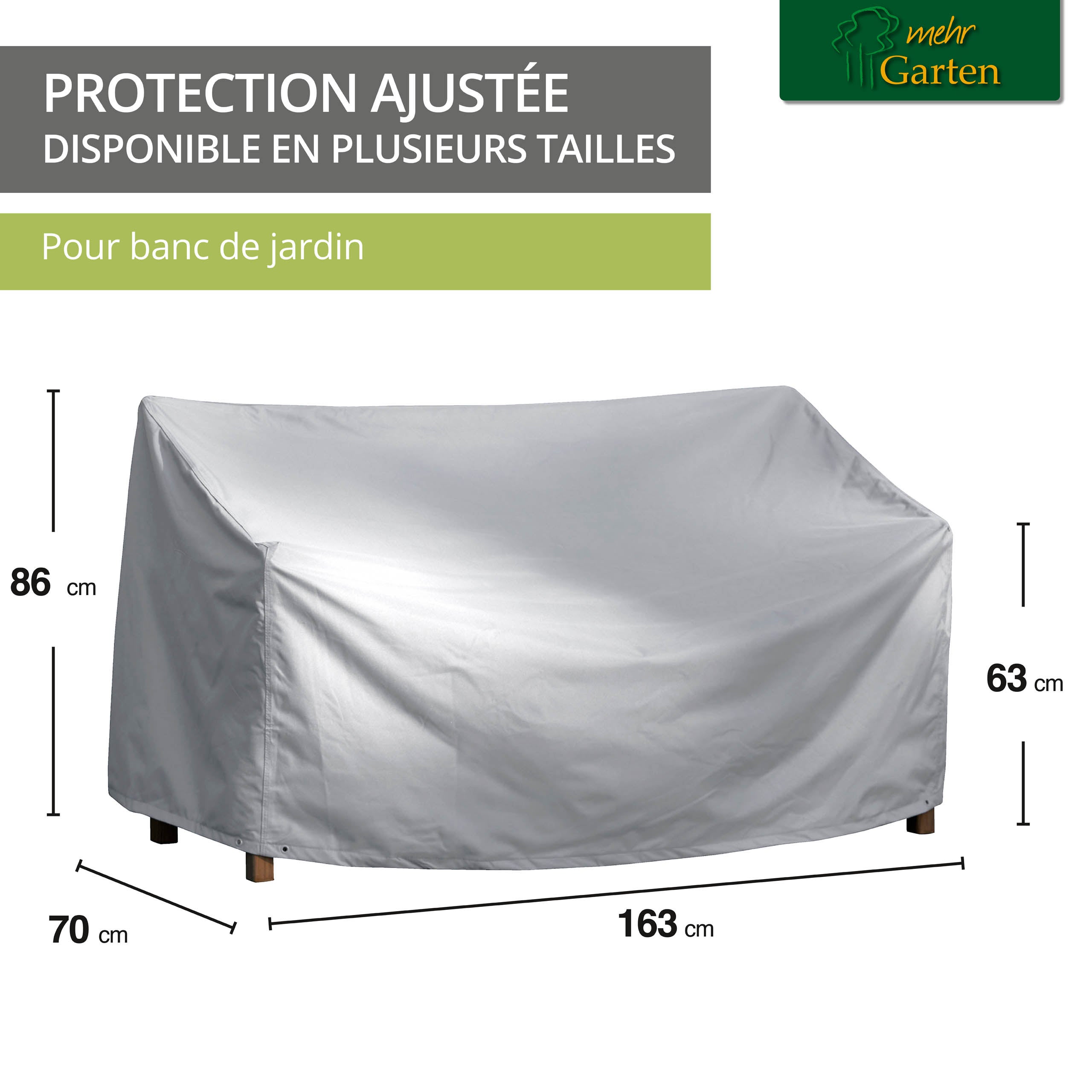 Mehr Garten - Pokrowiec na ławkę ogrodową Premium PROTECT, 3-osobowy, 163(szer.) x 70(gł.) x 63/86(wys.) cm I wodoodporny pokrowiec na meble ogrodowe - 2