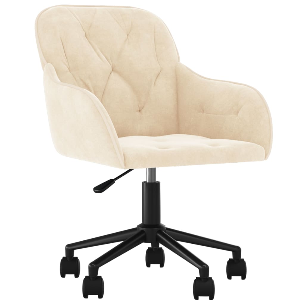 Chaise pivotante de bureau Crème Velours vidaXL - 2