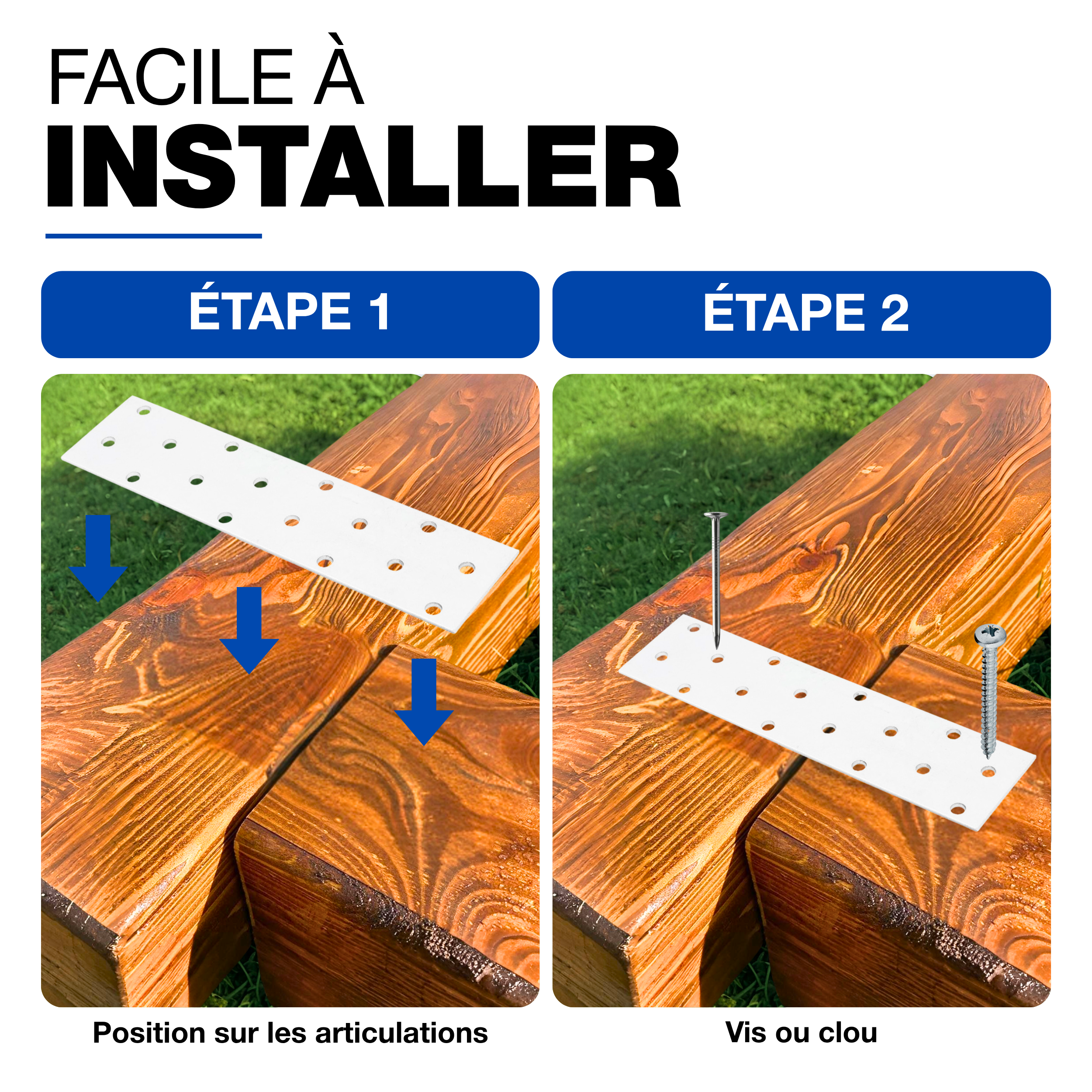 Plaques d'assemblage plates Galvanisé Lot de 4 80 x 300 mm fixation métal patte de perforée connecteurs plats GeZu Impex - 3