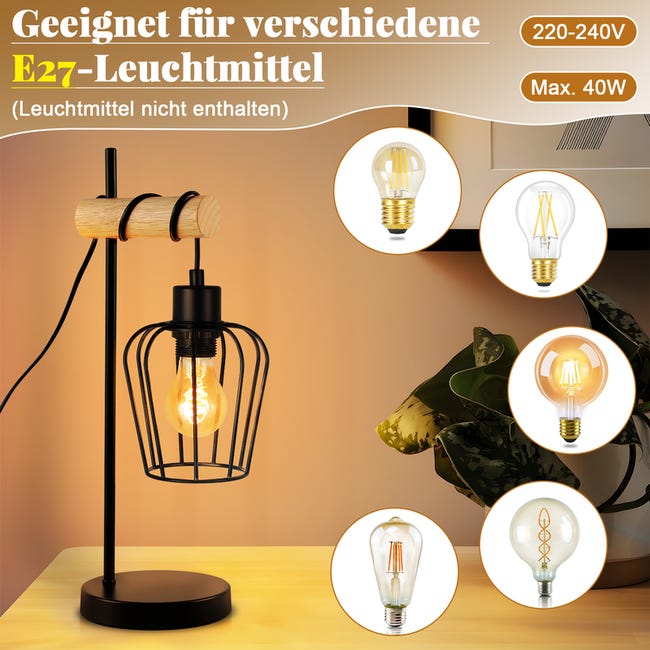 Lampada da tavolo NETTLIFE per soggiorno, lampada da tavolo vintage in legno: lampada da comodino nera, 1 luce, metallo, attacco E27 - senza lampadina | Leroy Merlin Lampada da tavolo NETTLIFE per soggiorno, lampada da tavolo vintage in legno: lampada da comodino nera, 1 luce, metallo, attacco E27 - senza lampadina | Leroy Merlin