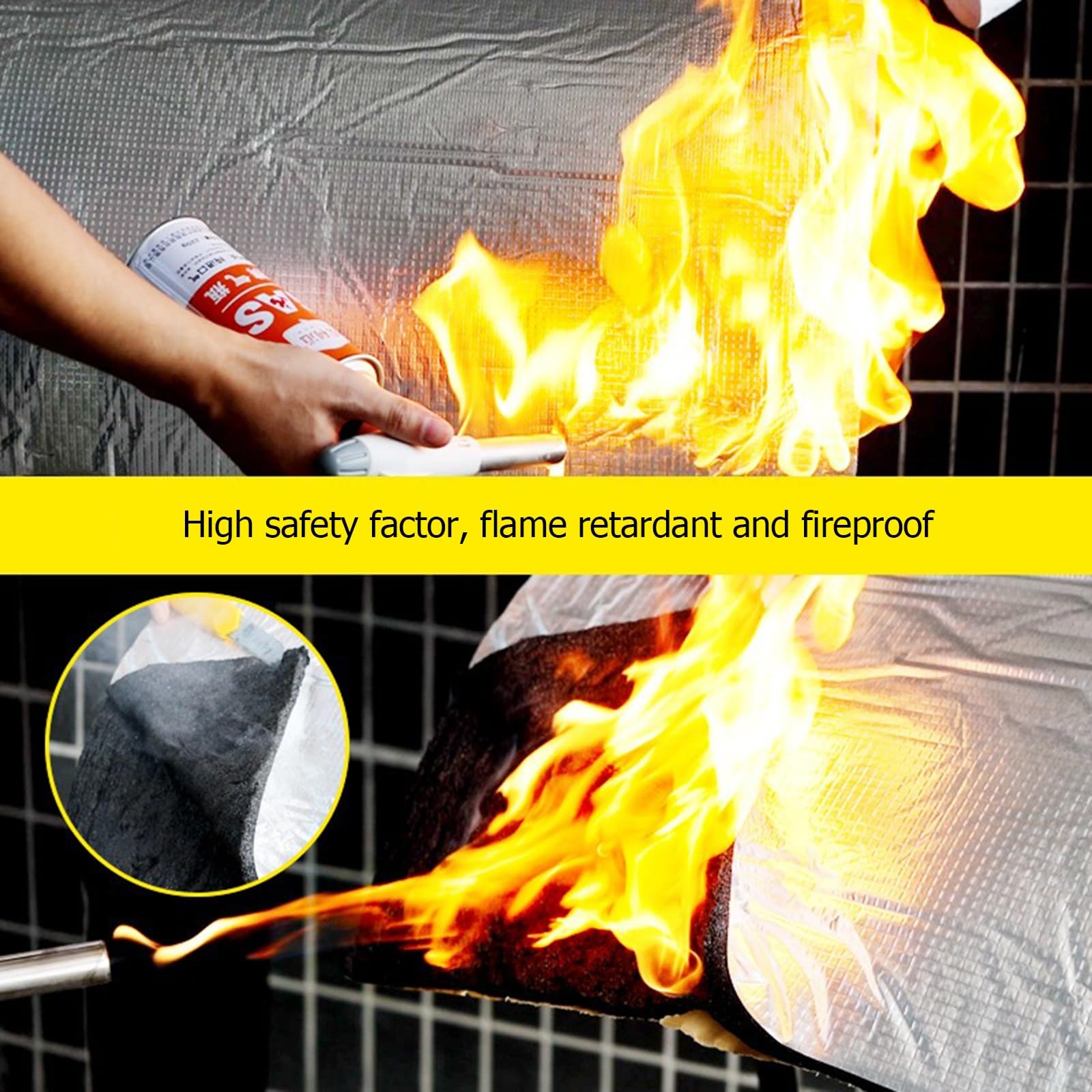 Coton isolant pour toit 50 x 300 cm, mousse de coton autocollante en aluminium, matériau imperméable, ignifuge et insonorisant, adapté au capot - 5