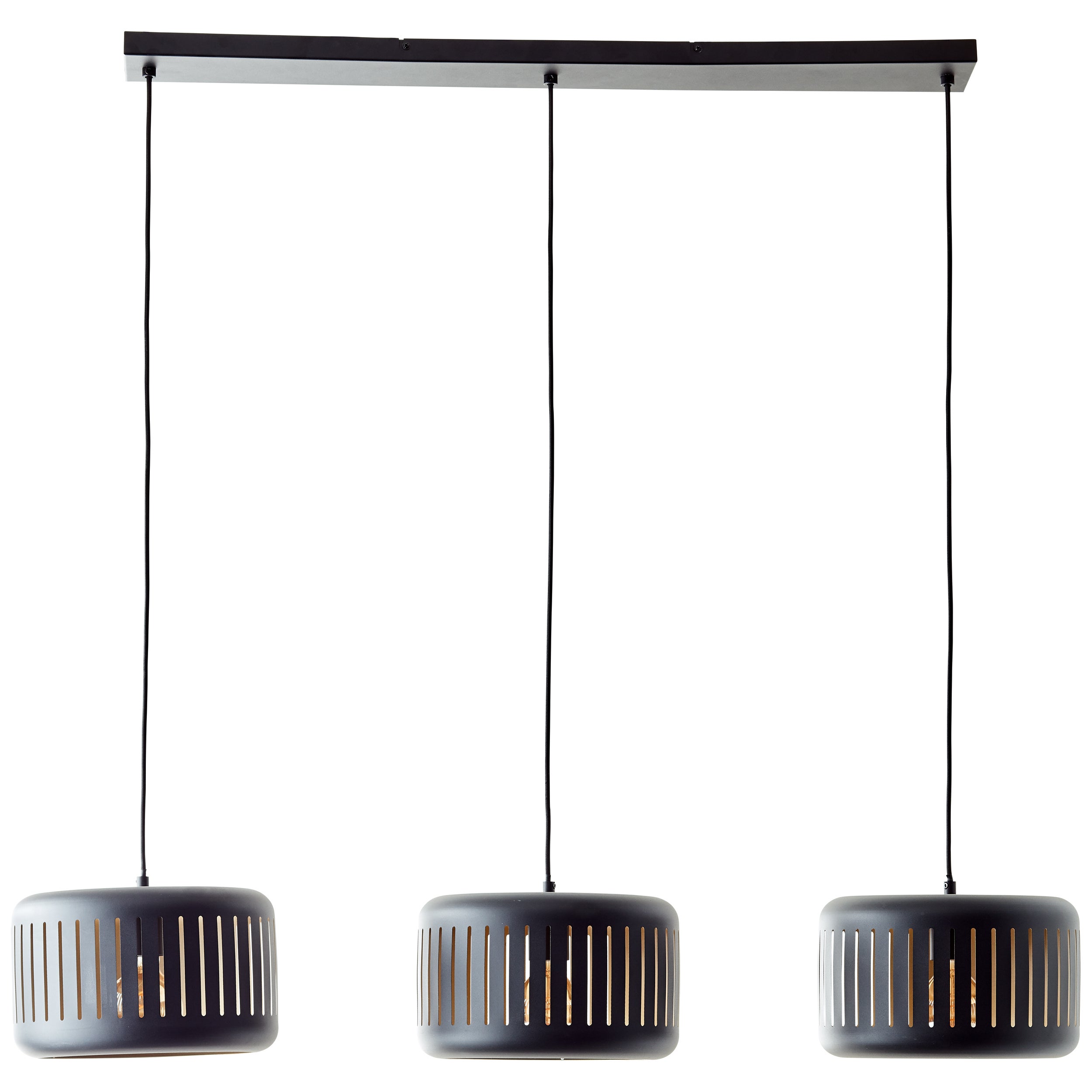 Brilliant Lampa wisząca 3-punktowa Tyas czarny/złoty metal/czarne drewno 3x A60, E27, 60 W - 2