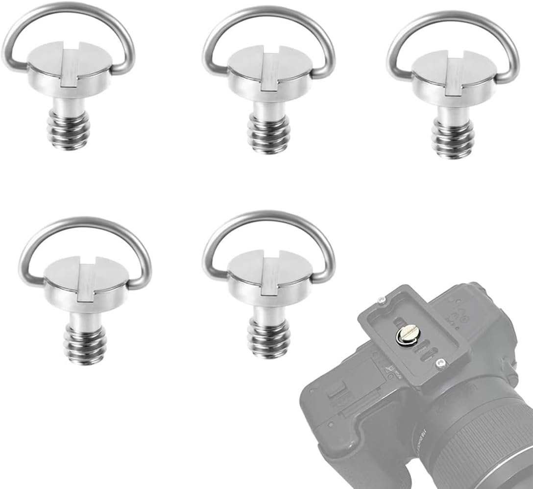 5 szt. śrub z pierścieniem typu D do szybkiego montażu lustrzanek cyfrowych do statywów i monopodów, adapter śruby do szybkozłączki 1-4 cale