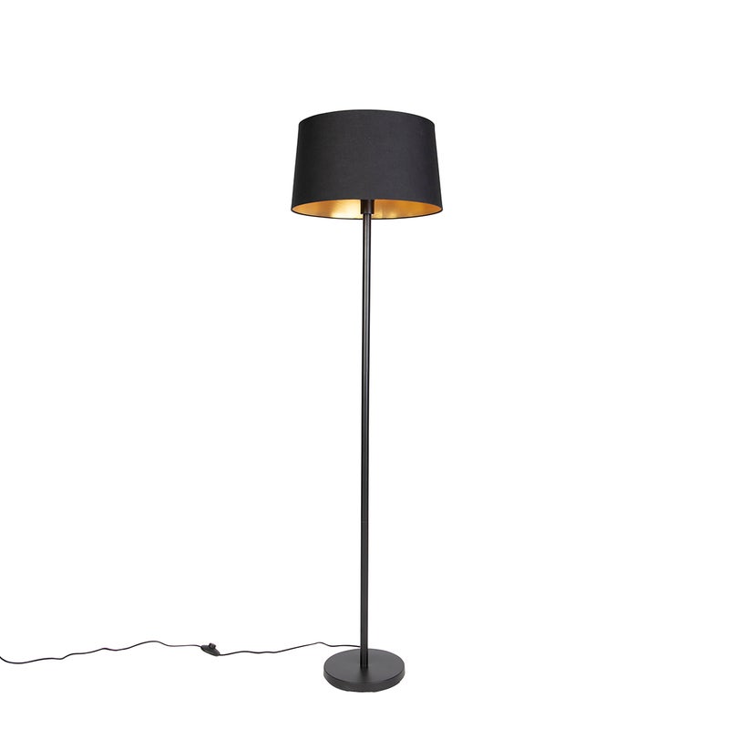 Inteligentna lampa stojąca czarna z czarnym kloszem 45 cm w tym Wifi A60 - Simplo