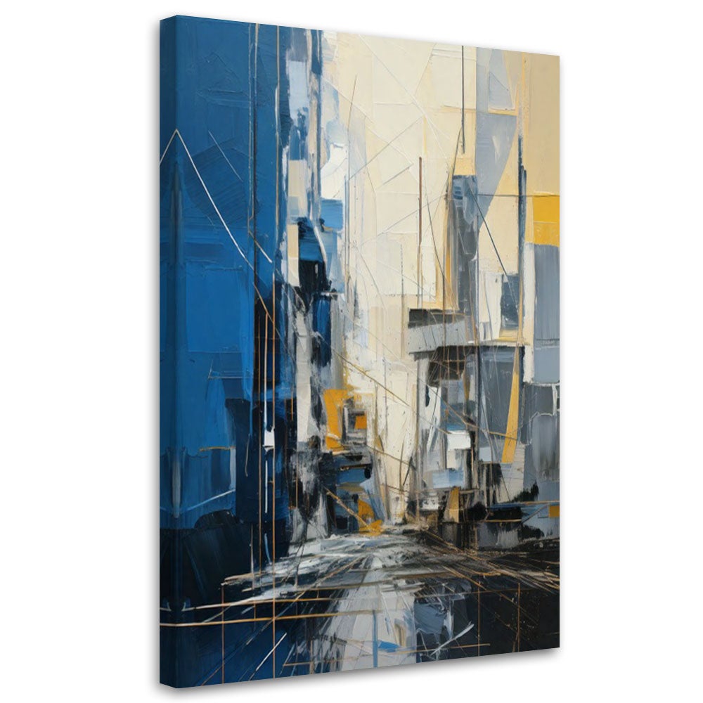 Obraz na płótnie, Miasto Abstrakcja Niebieski 80x120