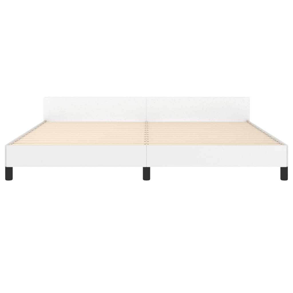 Maison Exclusive - Estrutura cama c/ cabeceira couro artificial 200x200 cm branco - 6