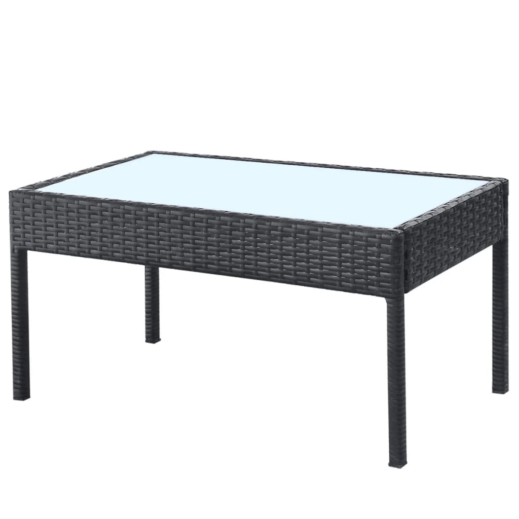 Salon de jardin 4 pcs | Mobilier d'Extérieur | Ensemble de Table et chaises avec coussins Résine tressée Noir939686 - 7
