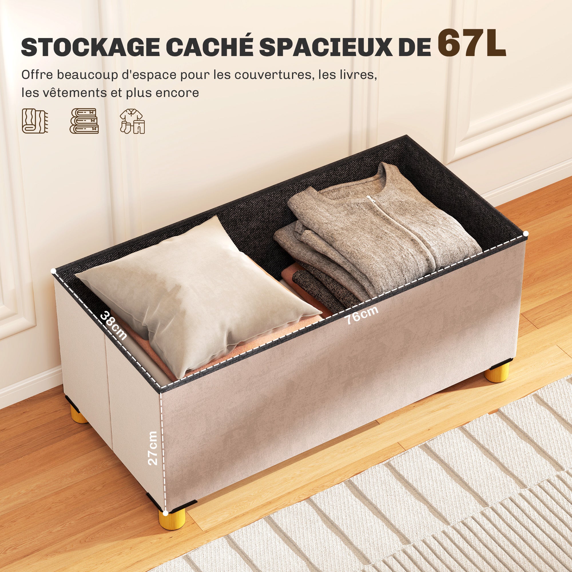 Housse De Rangement Pour Lit Pliant - Tissu Oxford épais Résistant, Avec Fermeture éclair Et Cordon De Serrage