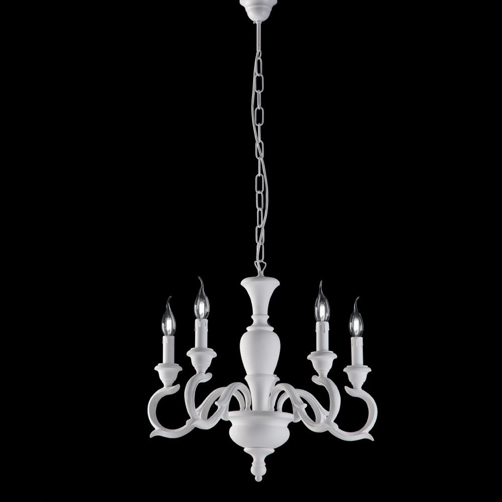 Fiorenza Lustre Shabby en bois blanc 5 lumières 110 d.50 BL172-5-BCO - 2