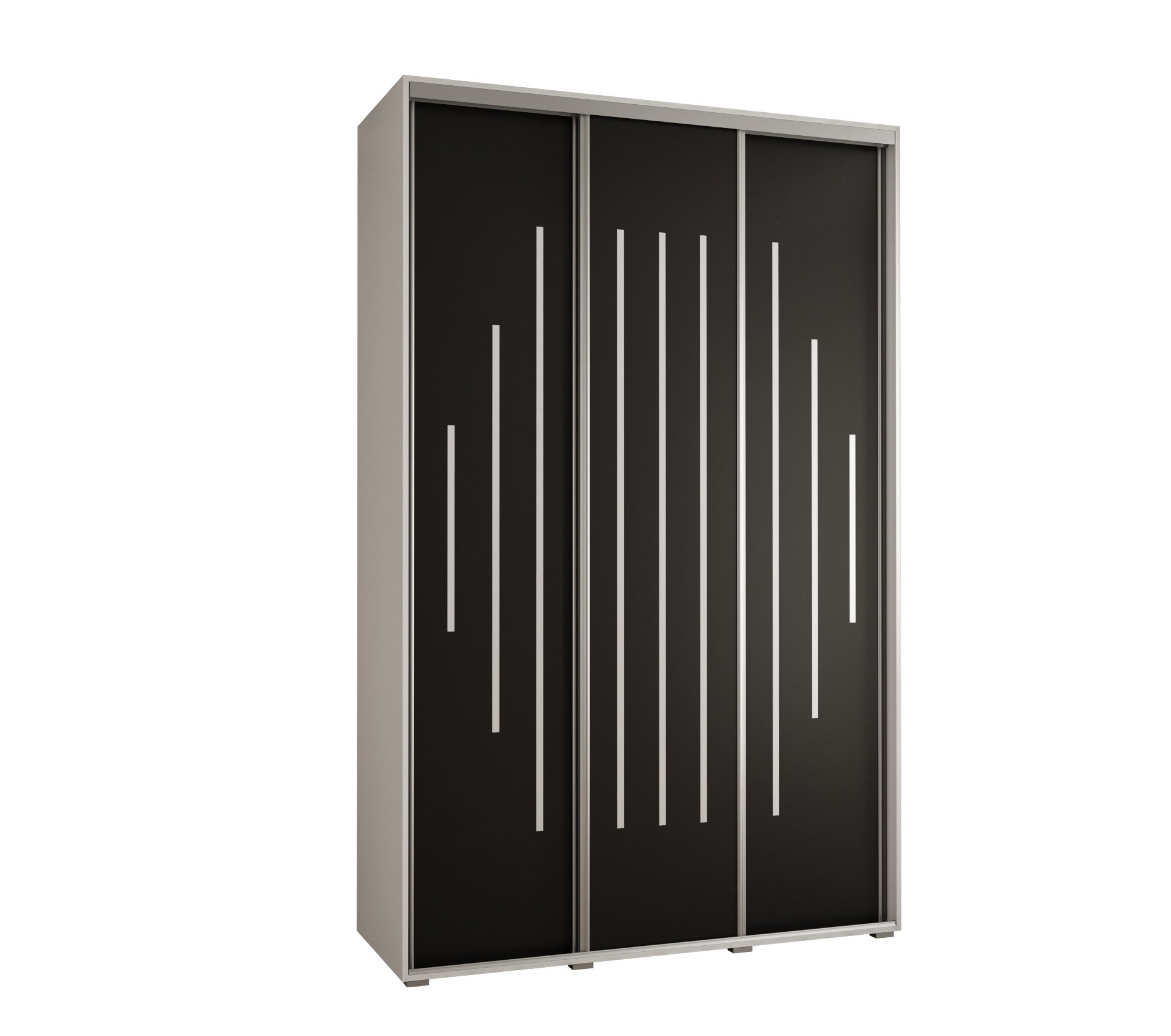 Szafa przesuwna wysoka Davos 12 150 x 45 x 235,2 cm biały + czarny + u. srebrny - Abiks Meble