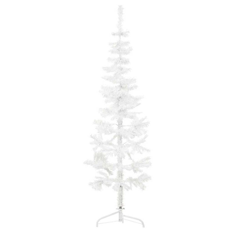 Smukła choinka połówka ze stojakiem, sztuczna, biała, 120 cm vidaXL