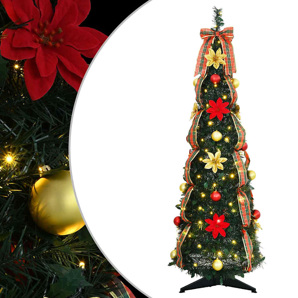 Sztuczna choinka z 50 diodami LED z podstawą Zielony 120 cm PVC