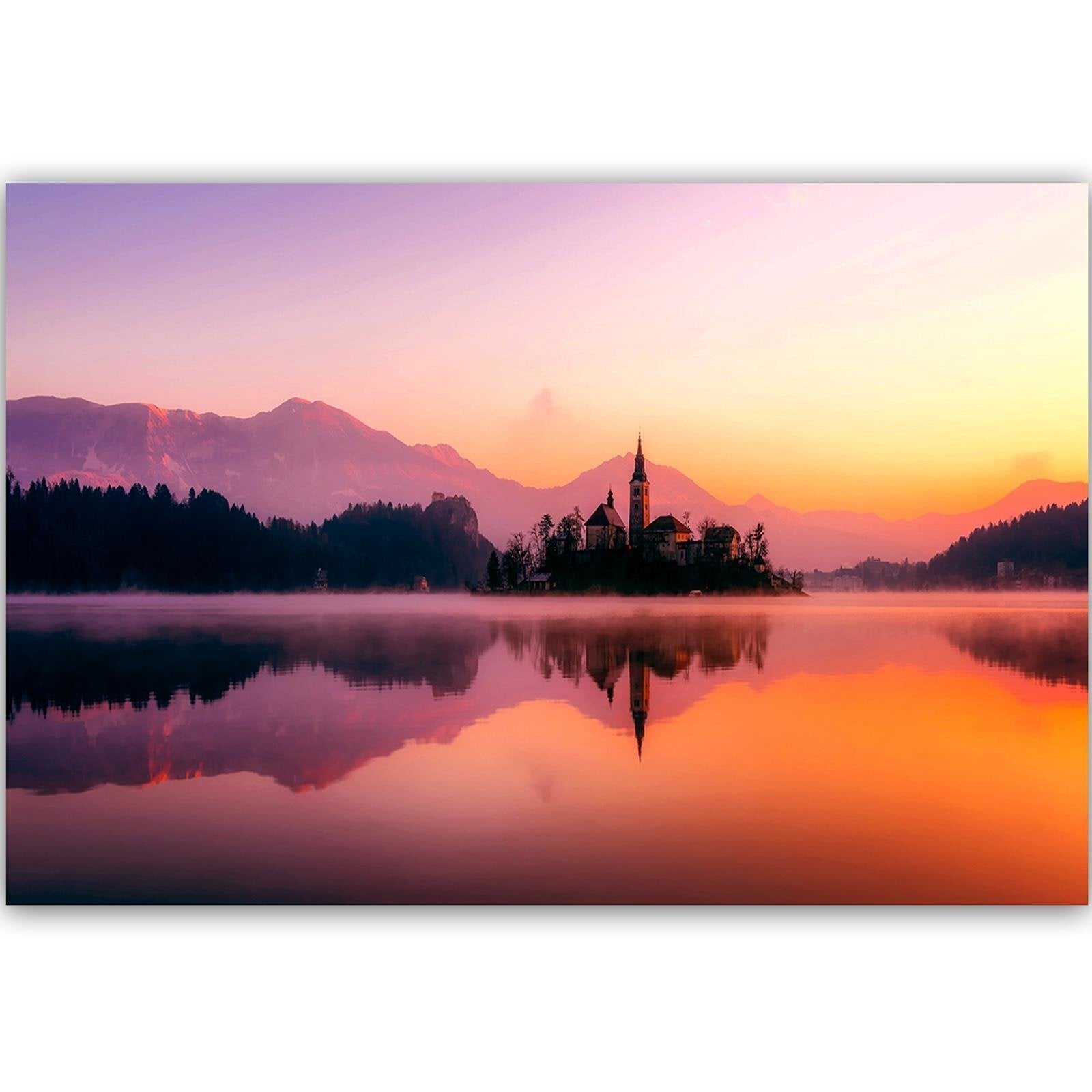 Tableau château de bois sur le lac de montagne - 90 x 60 cm - 2