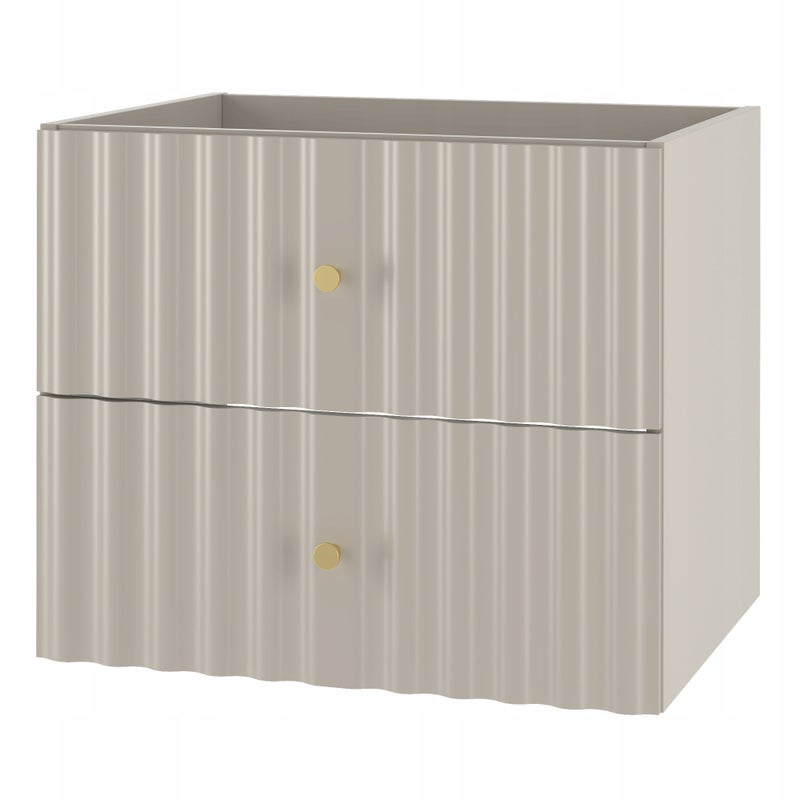 Szafka łazienkowa AQUA 60 cm kaszmir ryflowane fronty złoty uchwyt