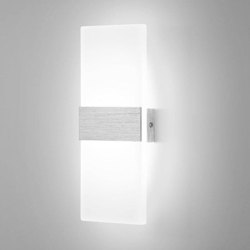 Kinkiet wewnętrzny, nowoczesna lampa ścienna LED, 6W 6000K, światło góra-dół, do sypialni, przedpokoju, salonu (chłodna biel)