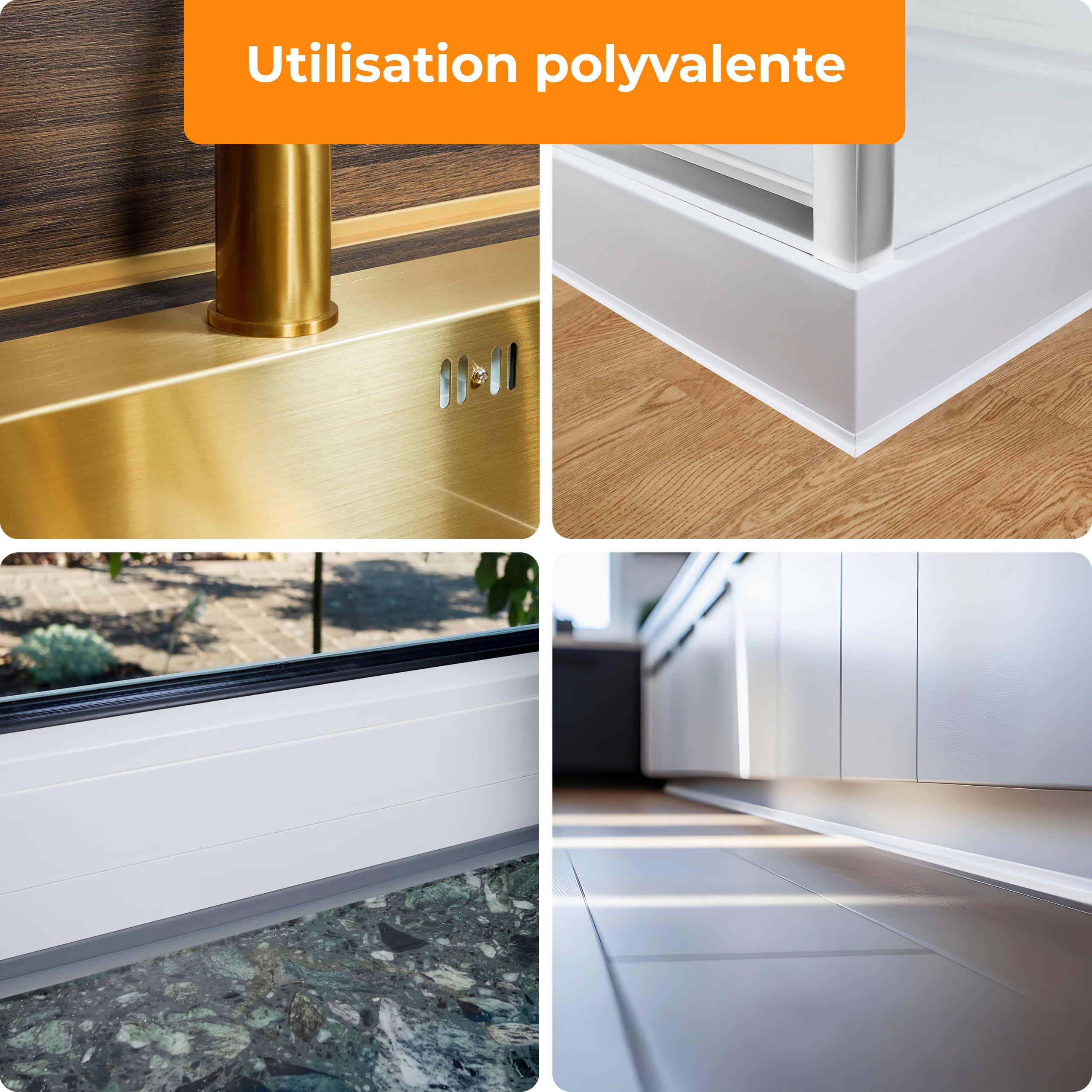 QUEST Moulure Souple Auto-Adhésive en PVC 30x30mm, 5m, Plinthe Souple, Bande Élastique pour Finitions et Étanchéité des Joncti, szary - 5