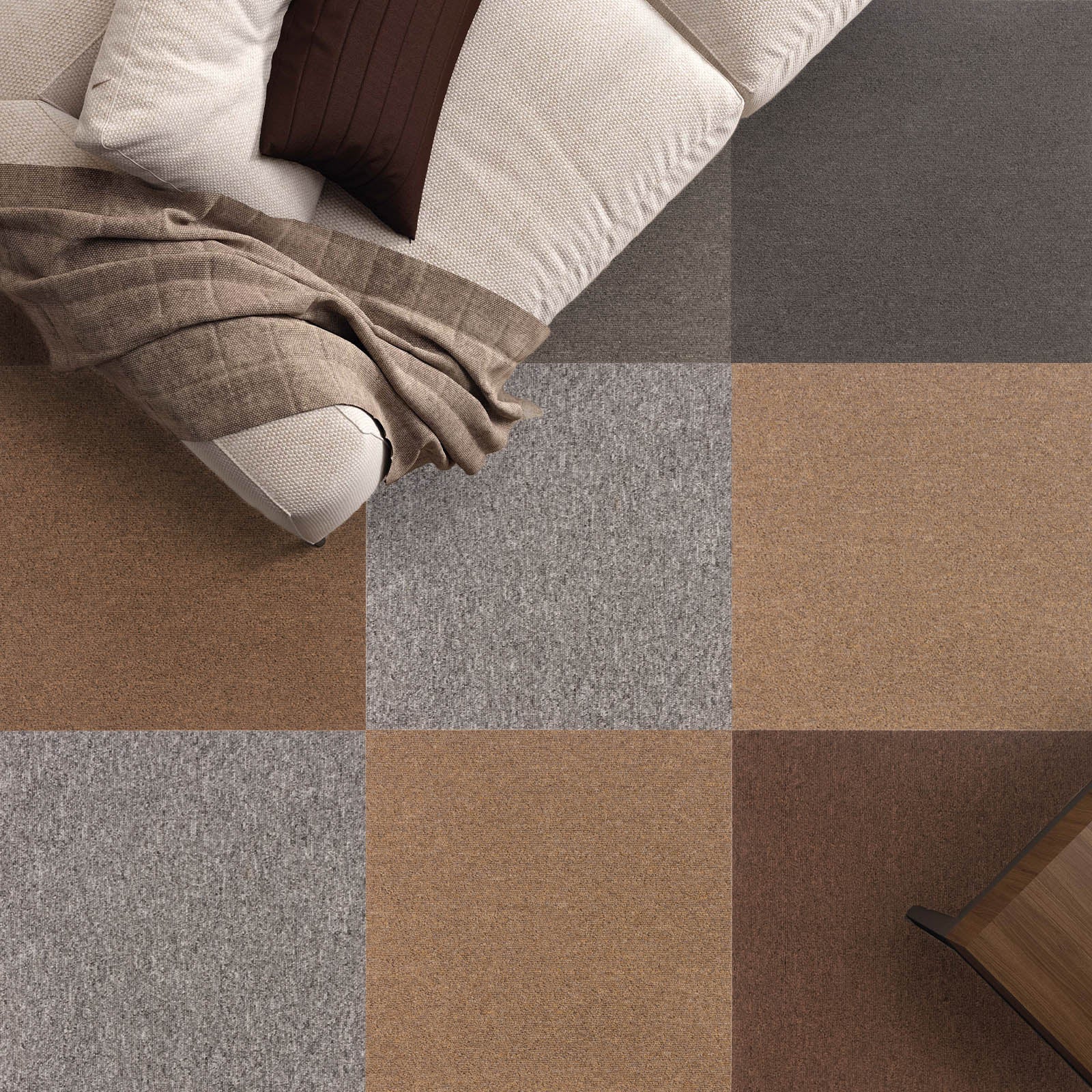 Dalles de moquette autoportantes Moscou, Beige 50 x 50 cm - 2