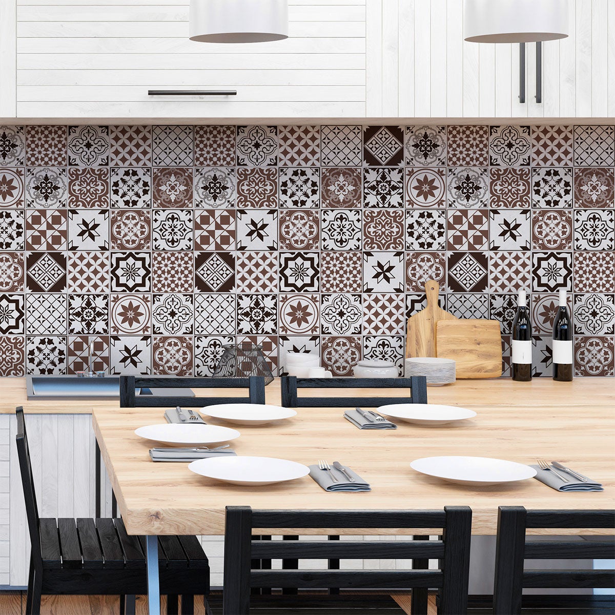 Adesivos de parede com estampa de azulejo para cozinha e banheiro - 60 ...