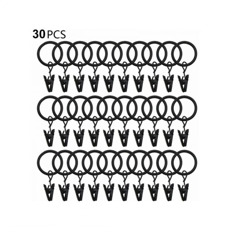 12 Anneaux De Tringle à Rideau – Plastique Gris – Diamètre Intérieur 37 Mm, Extérieur 50 Mm
